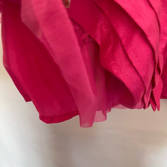 LILLY WICKET Party Girls Dress Sz 4 Hot Pink Rosette Pleats Sleeveless Tie Tulle - Picture 7 of 8